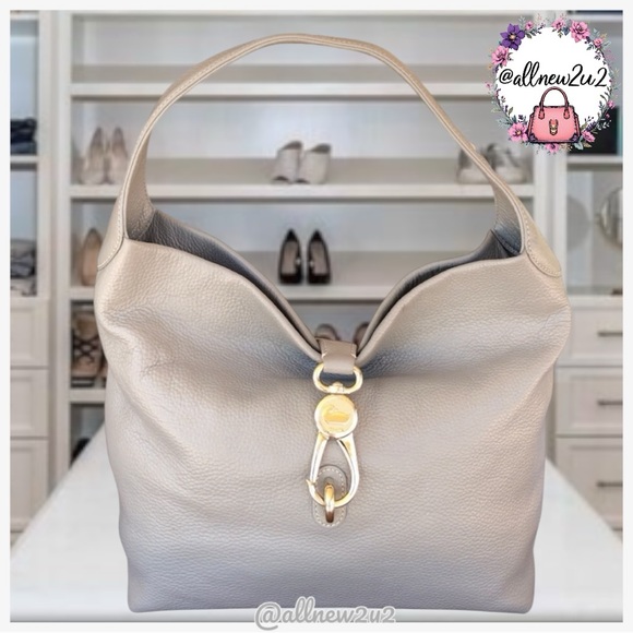 Dooney & Bourke Handbags - Dooney & Bourke Belvedere Pebble Leather Logo Lock Shoulder Bag Soft Gray